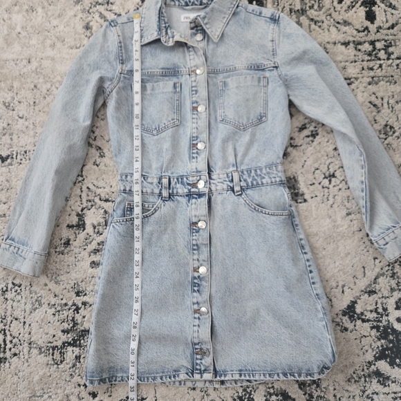 Zara Light Blue Denim Button Dawn Mini Dress Size SMALL - Picture 13 of 13